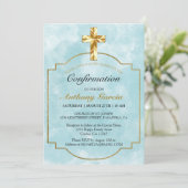 洗練された青と金の十字架男子確認式 招待状 (スタンド正面)