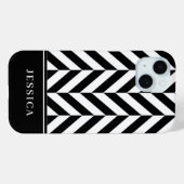 洗練された黒と白のストライプ柄の名前 Case-Mate iPhoneケース (裏面 (横))