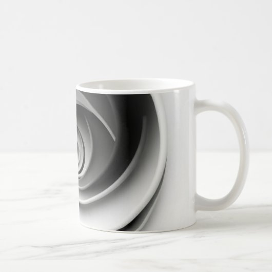 洗練された黒と白のスパイラル抽象デザイン コーヒーマグカップ (右)