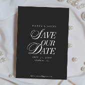 洗練された黒と白の上品な結婚予定日カード セーブザデート