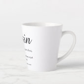 洗練された黒と白の筆記体で表したいとこ（又従兄弟）の定義 カフェラテマグ (右)