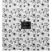 洗練された黒と白の花のシャワーカーテン シャワーカーテン (正面)