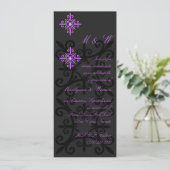 洗練された黒と紫の婚約パーティ 招待状 (スタンド正面)