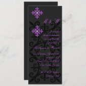 洗練された黒と紫の婚約パーティ 招待状 (正面/裏面)