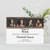 洗練された黒と金ゴールドの写真卒業パーツ 招待状 (スタンド正面)