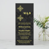 洗練された黒と黄色の婚約パーティ 招待状 (スタンド正面)