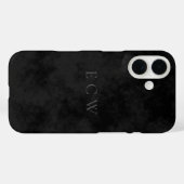 洗練された黒地のトリプルモノグラムスタンプ調デザイン Case-Mate iPhoneケース (裏面 (横))