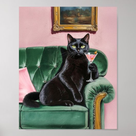 洗練された黒猫の壁画プリント ポスター (正面)