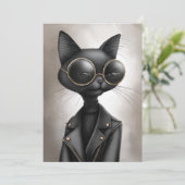 洗練された黒猫の誕生日パーティー 招待状 (スタンド正面)