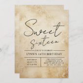 洗練された16歳の誕生日パーティー 招待状 (正面/裏面)