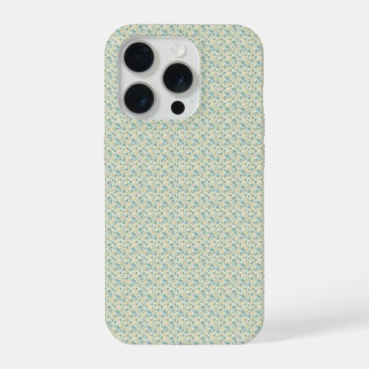 洗練された1940年代のダスティティールとマスタードの花柄 iPhoneケース (裏面)