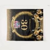 洗練された30th誕生日ブラックウィスキー金ゴールド タペストリー (正面(横))