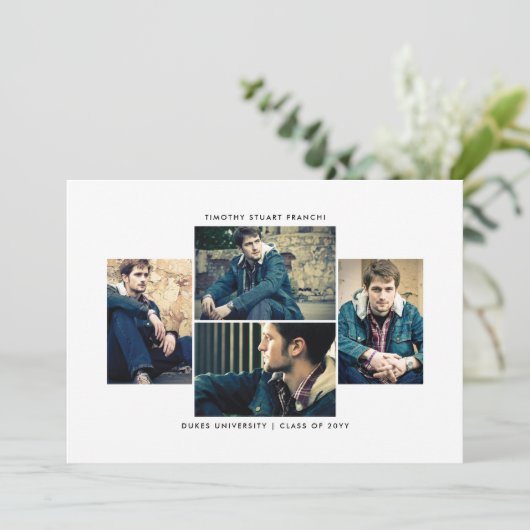 洗練された4枚の写真の卒業発表 招待状 (スタンド正面)