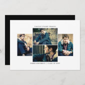 洗練された4枚の写真の卒業発表 招待状 (正面/裏面)