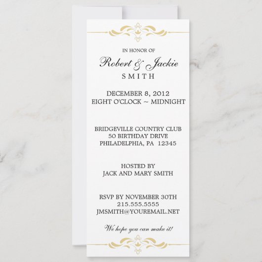 洗練された50周年パーティー招待状 招待状 (裏面)