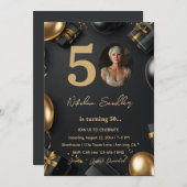 洗練された50誕生日パーティー 招待状 (正面/裏面)