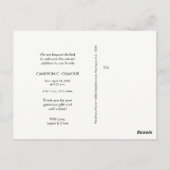 洗練された「ありがとう」垂直ベビー誕生Anno ポストカード (裏面)