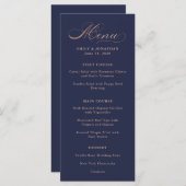 洗練された |ネイビーフェイクメニューのバラ金ゴールド書 メニュー (正面/裏面)