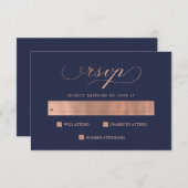 洗練された |バラフェイク金ゴールドの結婚書道RSVP 出欠カード (正面/裏面)