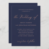 洗練された |フェイクバラ結婚金ゴールド書道 招待状 (正面/裏面)