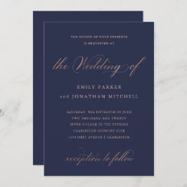 洗練された |フェイクバラ結婚金ゴールド書道 招待状