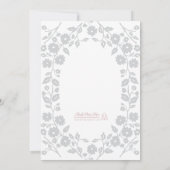 洗練された ブラック ホワイト フォーク フローラル エレガント ブライダルシャワー 招待状 (裏面)