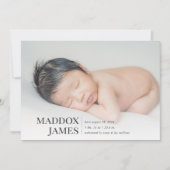 洗練された |写真モダンの誕生発表 案内状 (正面)