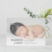 洗練された |写真モダンの誕生発表 案内状 (スタンド正面)