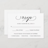 洗練された |白黒RSVPと食事の選択 出欠カード (正面/裏面)