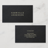 洗練された |黒エレガント革 名刺 (正面/裏面)