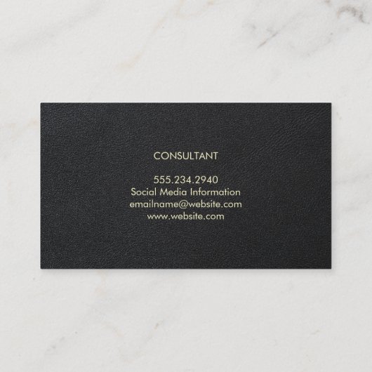 洗練された |黒エレガント革 名刺 (裏面)