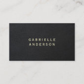 洗練された |黒エレガント革 名刺 (正面)