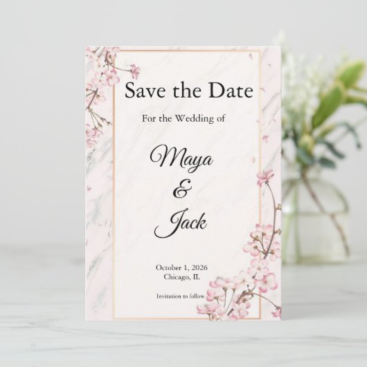 洗練された「Save the Date」 招待状 (スタンド正面)