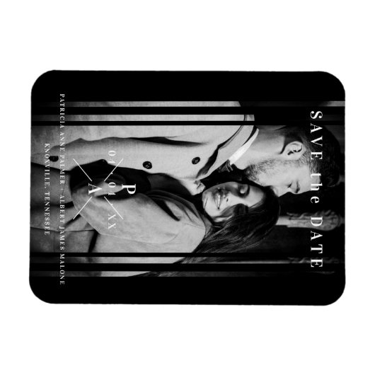 洗練されたB&Wフォト婚約したカップル結婚ズ マグネット (横)