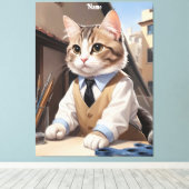 洗練されたCat Architect猫好き キャンバスプリント (インサイチュ (ウッドフロア))