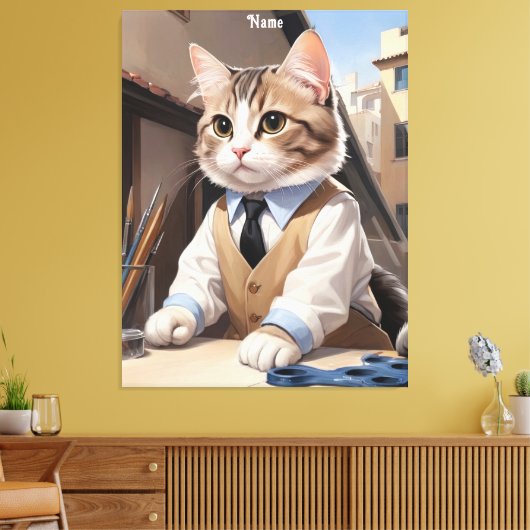 洗練されたCat Architect猫好き キャンバスプリント (インサイチュ (リビング))