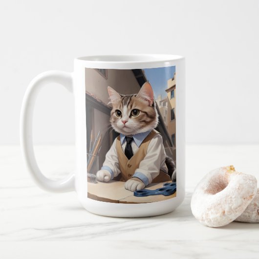 洗練されたCat Architect猫好き コーヒーマグカップ (ドーナツ)