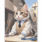 洗練されたCat Architect猫好き シール (正面)