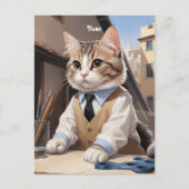 洗練されたCat Architect猫好き ポストカード (正面)