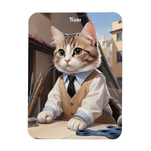 洗練されたCat Architect猫好き マグネット (縦)