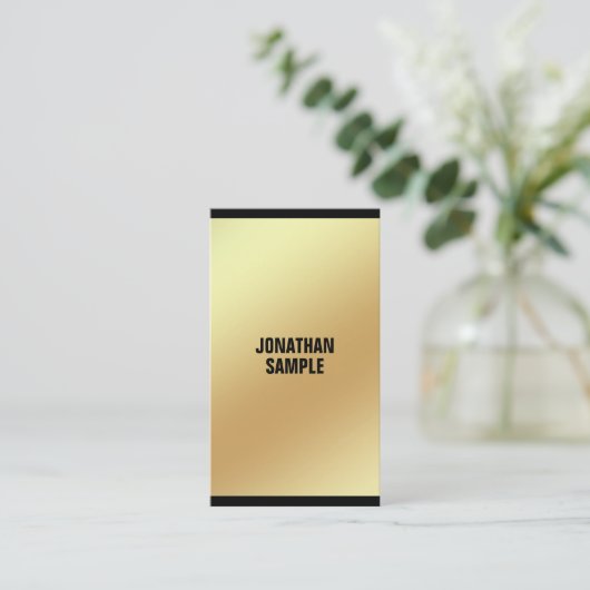 洗練されたGlam金ゴールドルックプレーンモダンラグジュアリー 名刺 (スタンド正面)