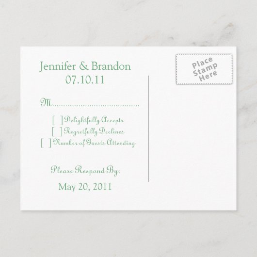 洗練されたGlam RSVPカード インビテーションポストカード (裏面)