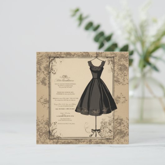 洗練されたLBDカード:任意のメッセージに最適 招待状 (スタンド正面)