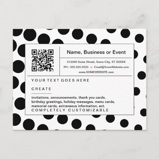 洗練されたQRコード：白黒ハーフトーン インビテーションポストカード (正面)