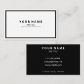洗練されモダンた白の前面黒の背面 名刺 (正面/裏面)