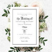 洗練さエレガントれたフォーマル白黒結婚の 招待状