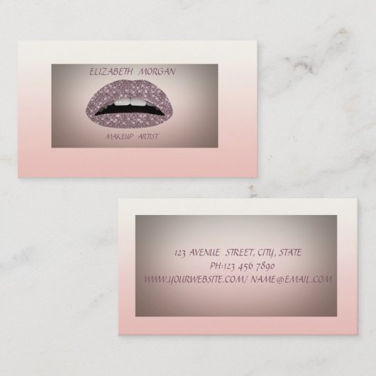 洗練さエレガントれたモダンきらびやかな唇 名刺 (正面/裏面)