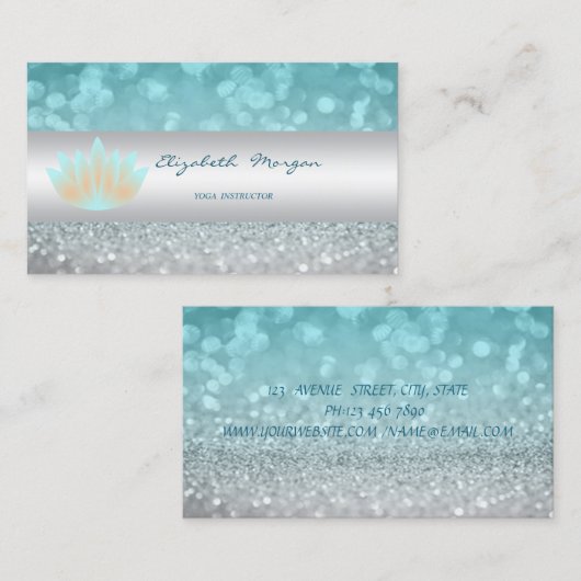 洗練さエレガントれたモダンきらびやかな《写真》ぼけ味、Lotus 名刺 (正面/裏面)