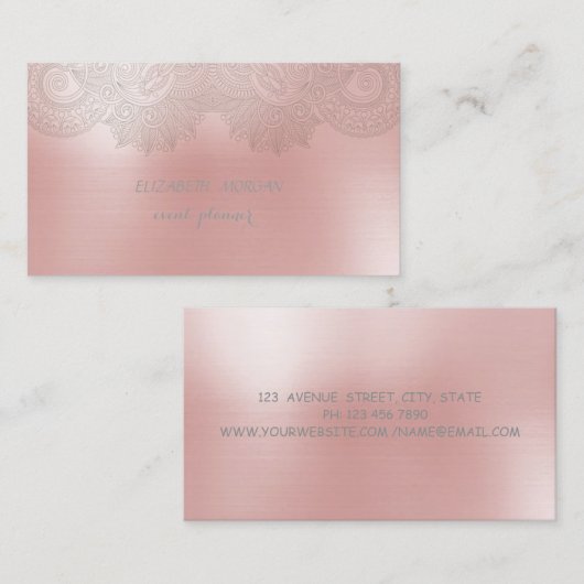 洗練さエレガントれたモダンレース 名刺 (正面/裏面)