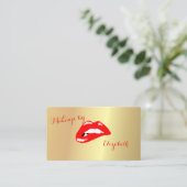 洗練さエレガントれたモダン、金ゴールド – 赤い唇 名刺 (スタンド正面)